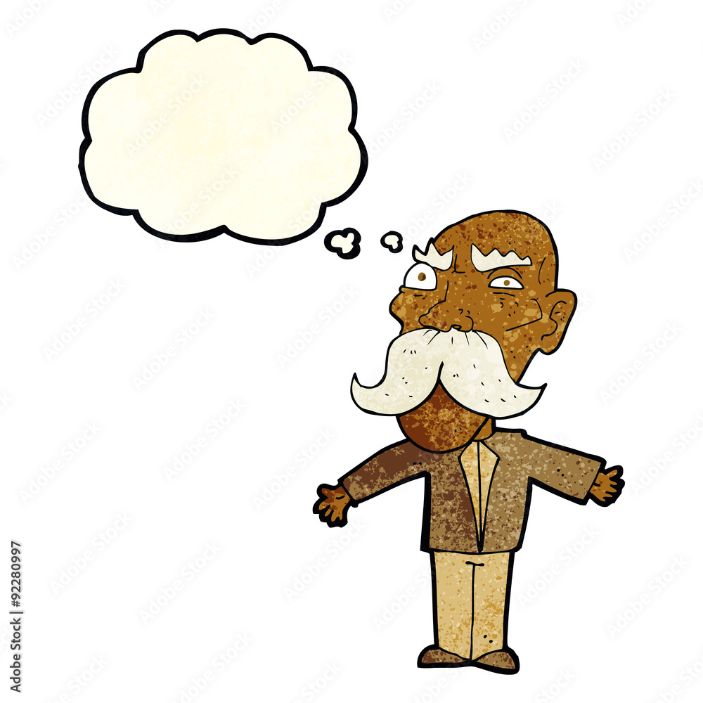 cartoon angry old man with thought bubble cartoon angry old man with thought bubble