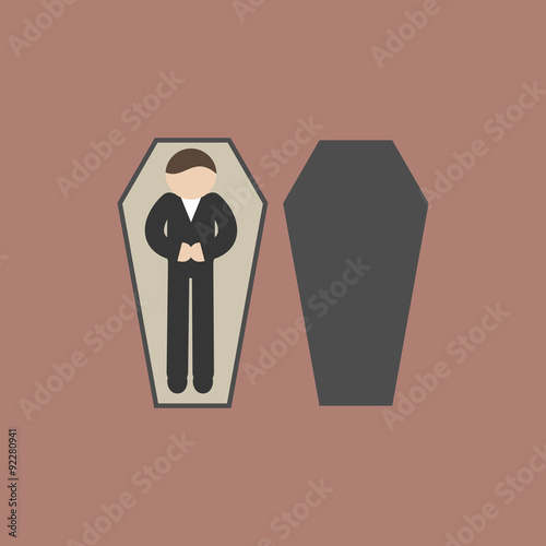 Man in Coffin Illustration
