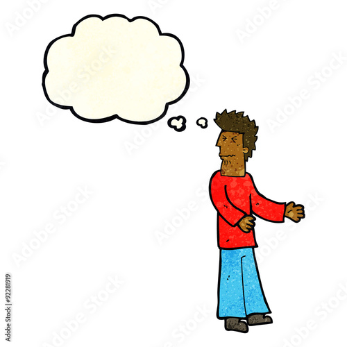 cartoon disgusted man with thought bubble