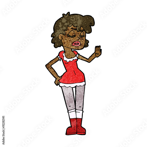 cartoon woman making dismissive gesture