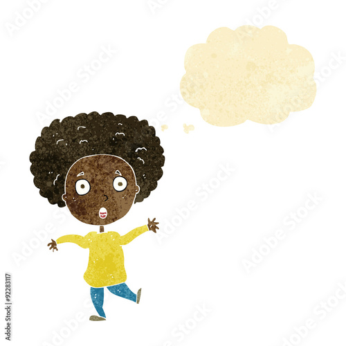 cartoon startled person with thought bubble