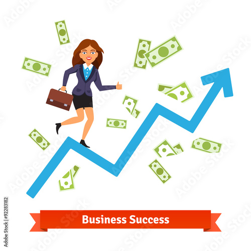 Business success and growth concept. Woman in suit