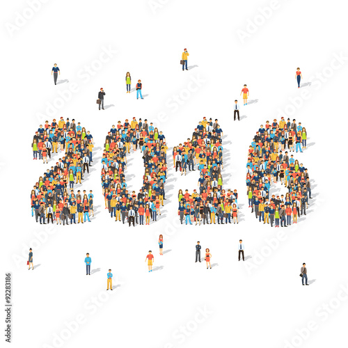 New year celebration concept. People forming 2016 