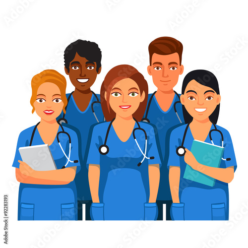 Group of medical students, nurses or interns