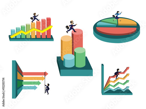 Businessman with business graphs set