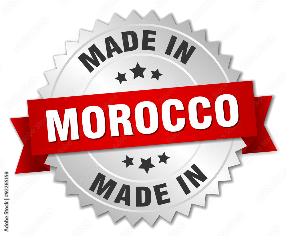 made in Morocco silver badge with red ribbon made in Morocco silver badge with red ribbon
