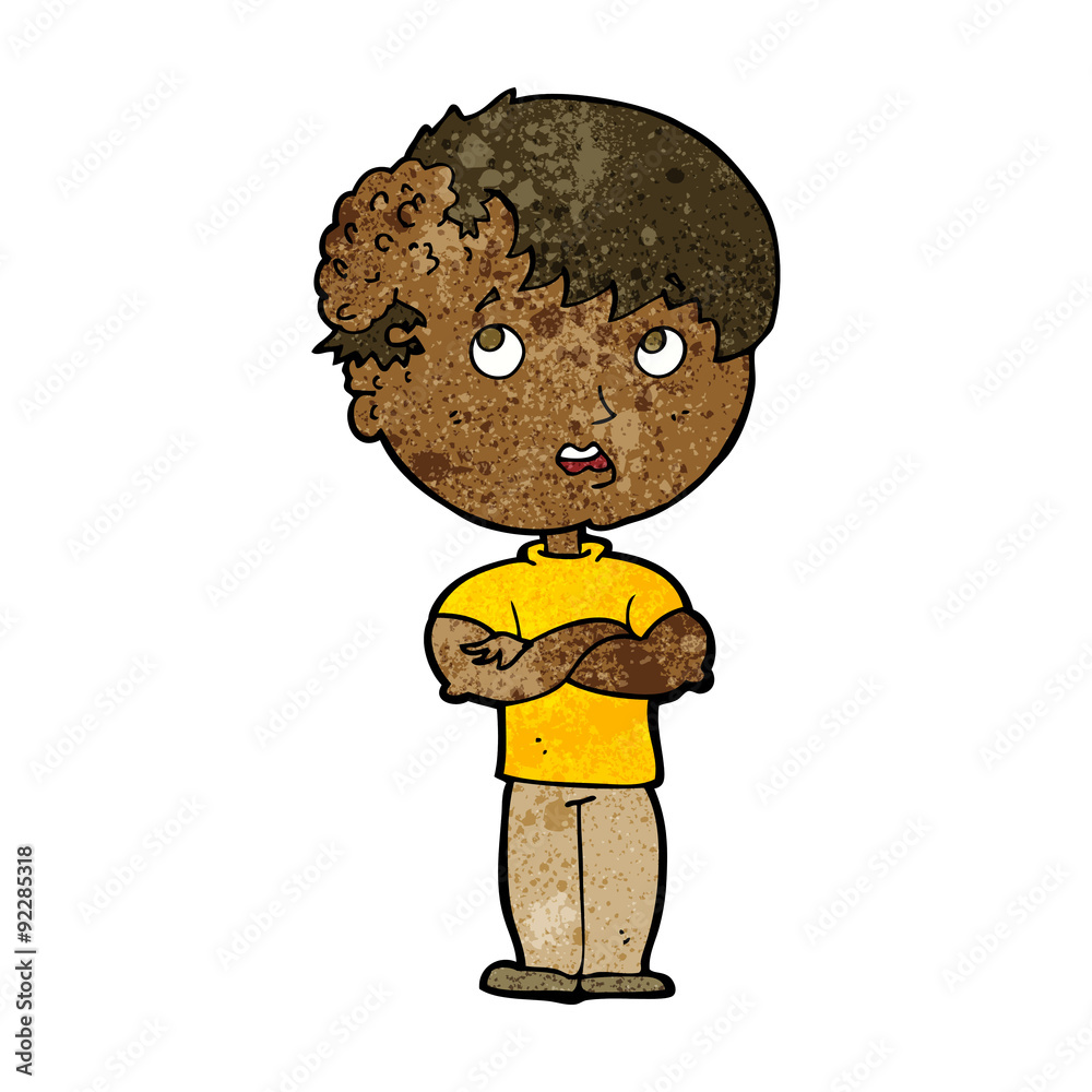cartoon boy with growth on head cartoon boy with growth on head