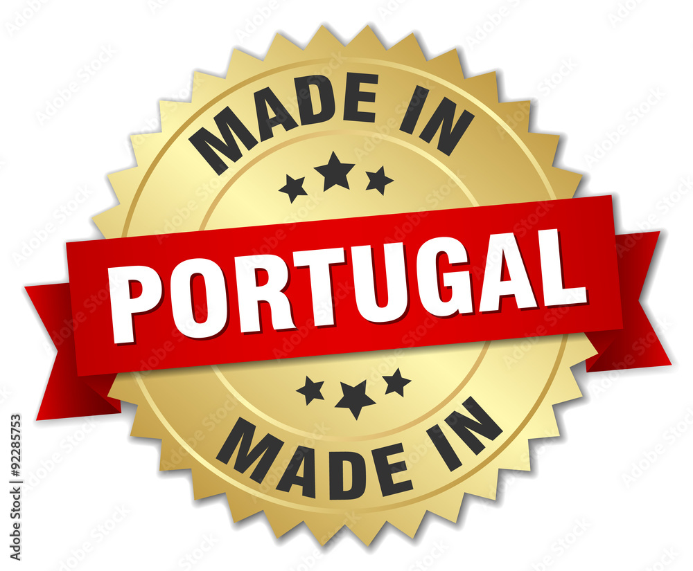 made in Portugal gold badge with red ribbon made in Portugal gold badge with red ribbon
