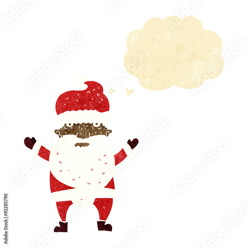 cartoon grumpy santa with thought bubble
