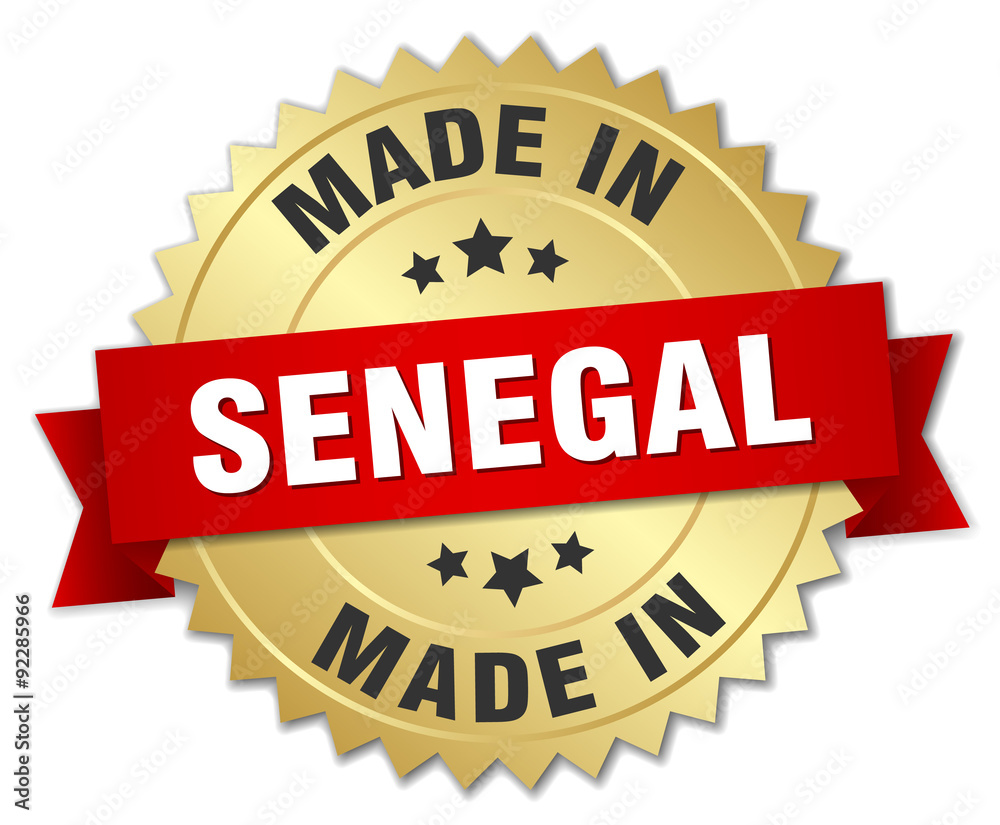 made in Senegal gold badge with red ribbon made in Senegal gold badge with red ribbon
