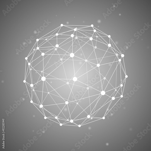 Sphere with connected lines and dots. Vector Illustration EPS10