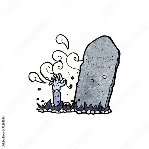 cartoon zombie rising from grave