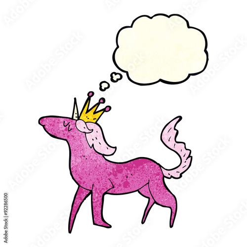 cartoon unicorn with thought bubble