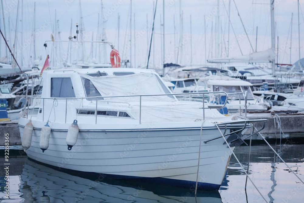 Fototapeta premium Boats in the bay of Bar, Montenegro