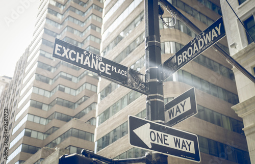 broadway and market exchange street indication in New york city photo
