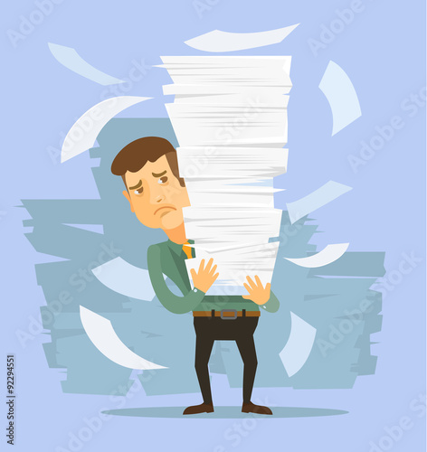 Many works. Vector flat illustration