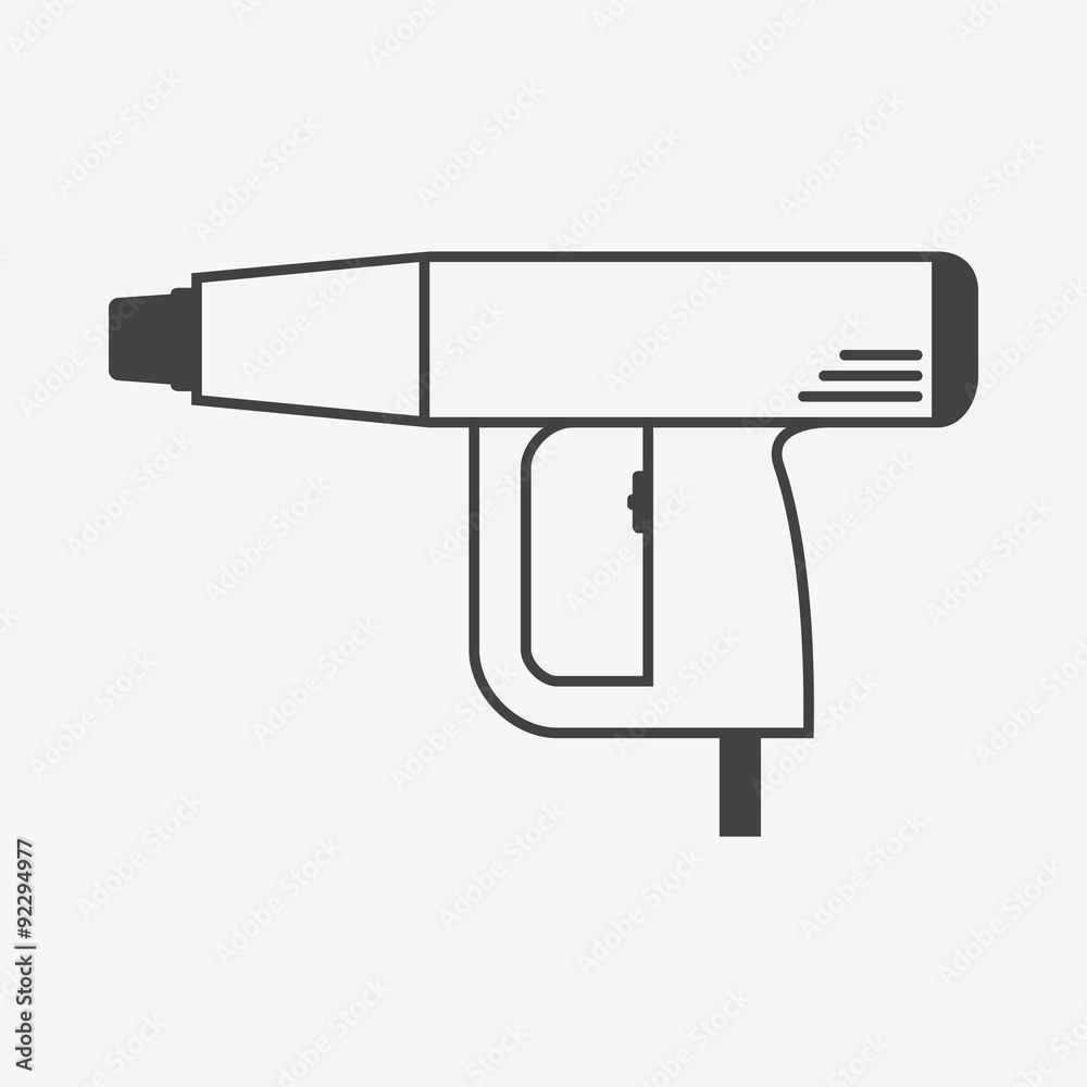Heat gun or industrial dryer monochrome icon Heat gun or industrial dryer monochrome icon
