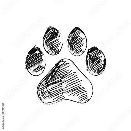 Fototapeta ręcznie rysowane doodle zwierząt footpri, ilustracji wektorowych.