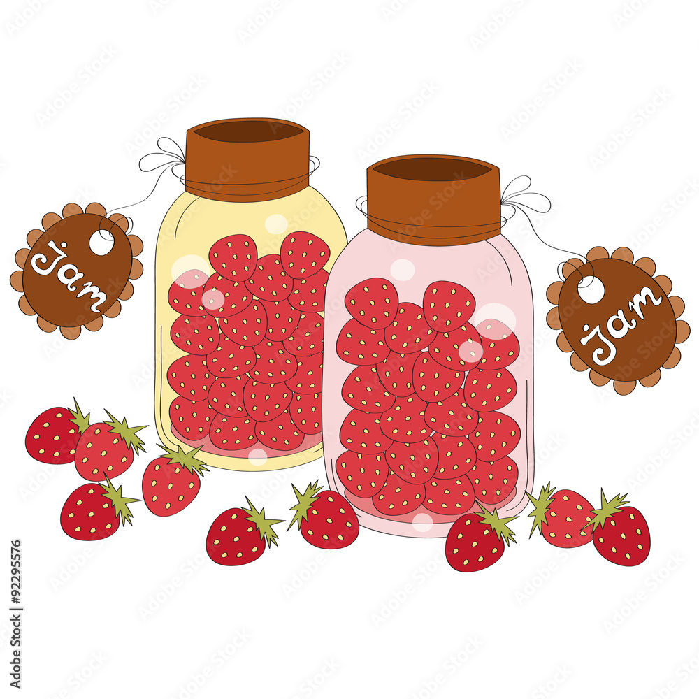 Jar of home made strawberry jam vector background Jar of home made strawberry jam vector background