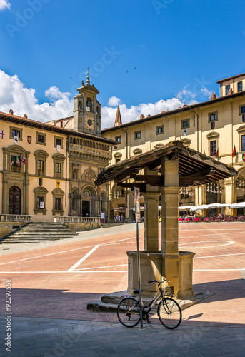 Piazza Grande the main square of tuscan Arezzo city, Italy