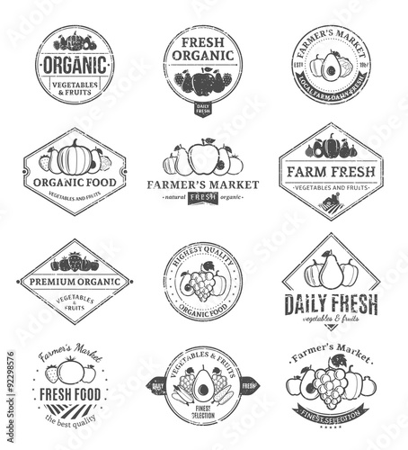Fruits and Vegetables Logos, Labels and Design Elements