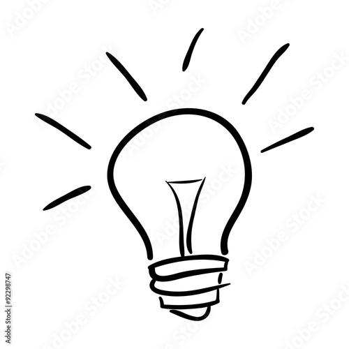 Hand drawn bulb isolated on white background, vector