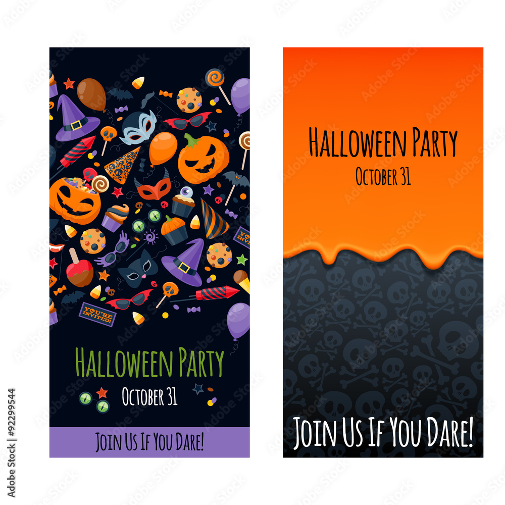 Halloween party invitation poster card design template.