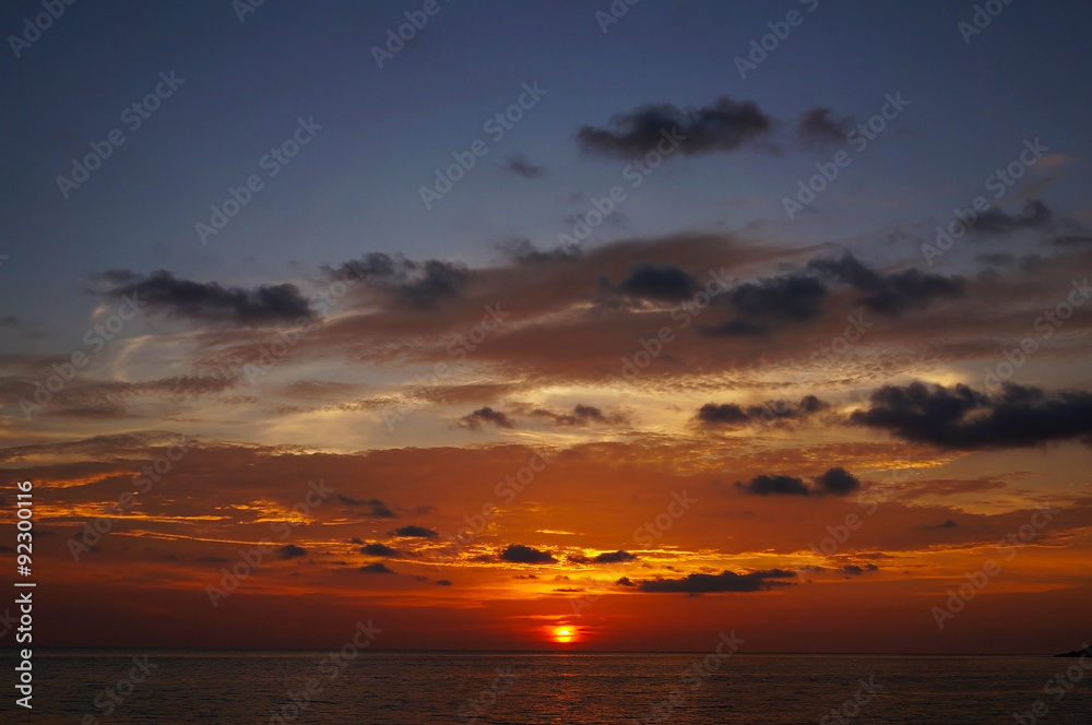 Naklejka premium Karon beach was the most famous beach in the Phuket, Thailand. This is the famous place every tourist must come, here also was a good sunset view point.