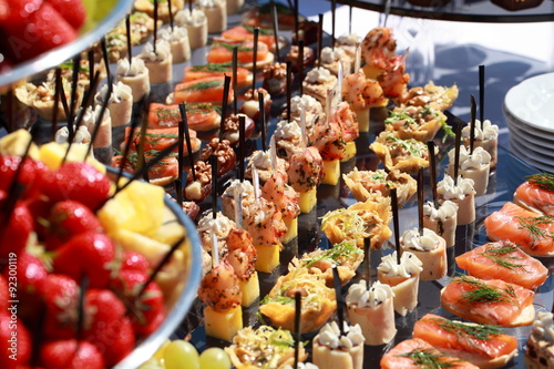 canapes and snacks at the buffet