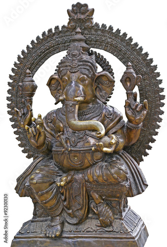 Deity Ganesha sculpture isolated on white background