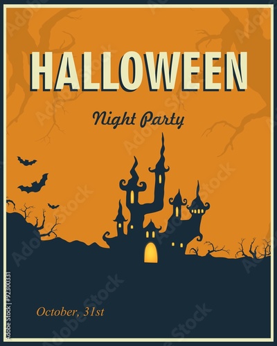 Vector Illustration of a Halloween Night Party Poster