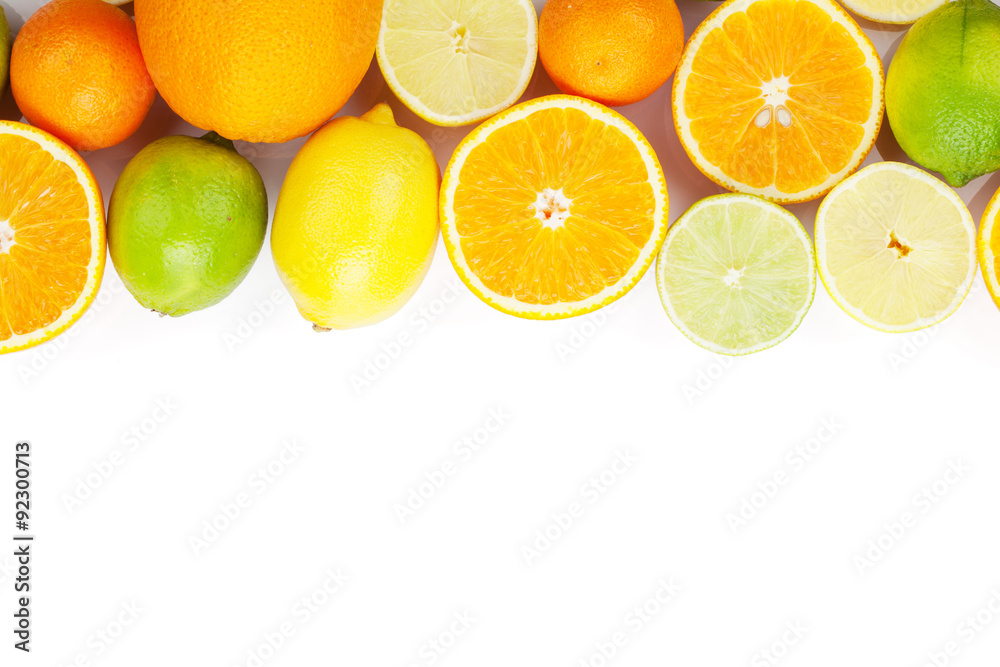 Citrus fruits. Oranges, limes and lemons Citrus fruits. Oranges, limes and lemons