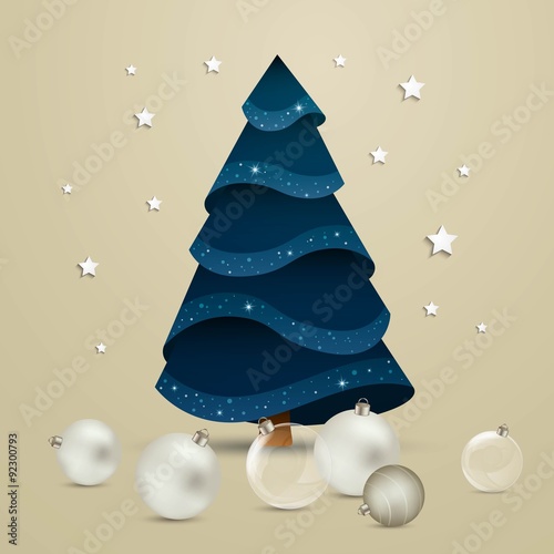 Vector Illustration of a Decorative Christmas Tree