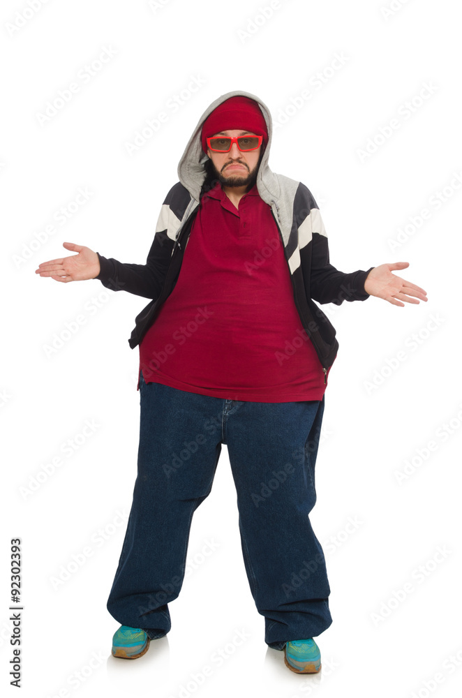 Overweight man isolated on the white