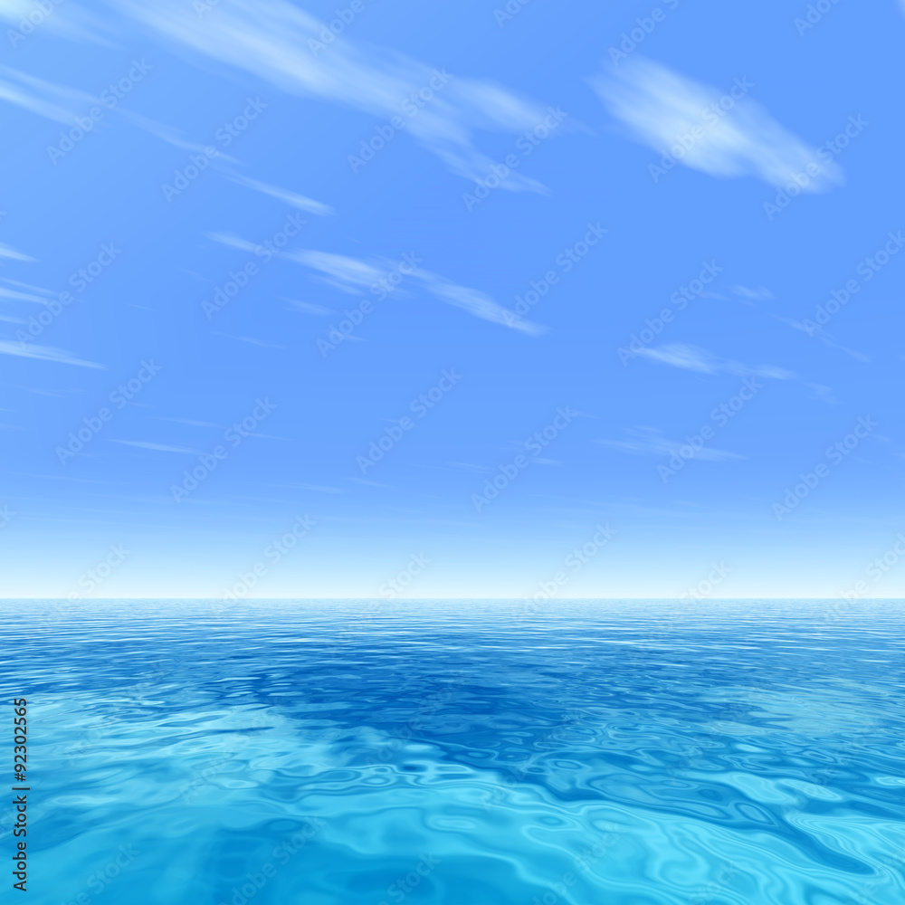 Conceptual blue sea or ocean water with sky Conceptual blue sea or ocean water with sky