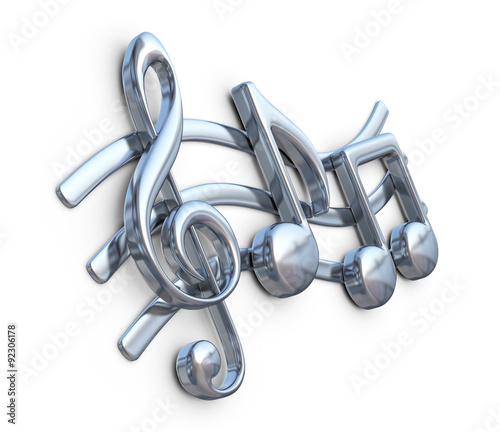 Metallic music note 3D. Mus...