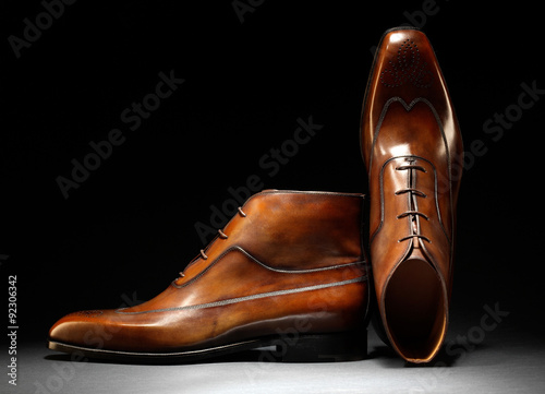 Pair of stylish handmade brown leather shoes