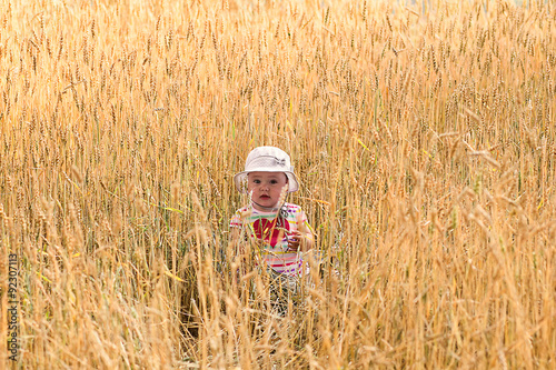 beautiful little girl in the wheat field 