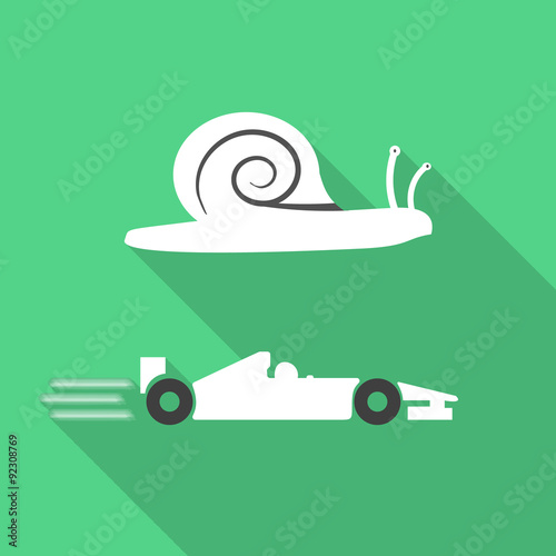Slow and fast contrast green icon