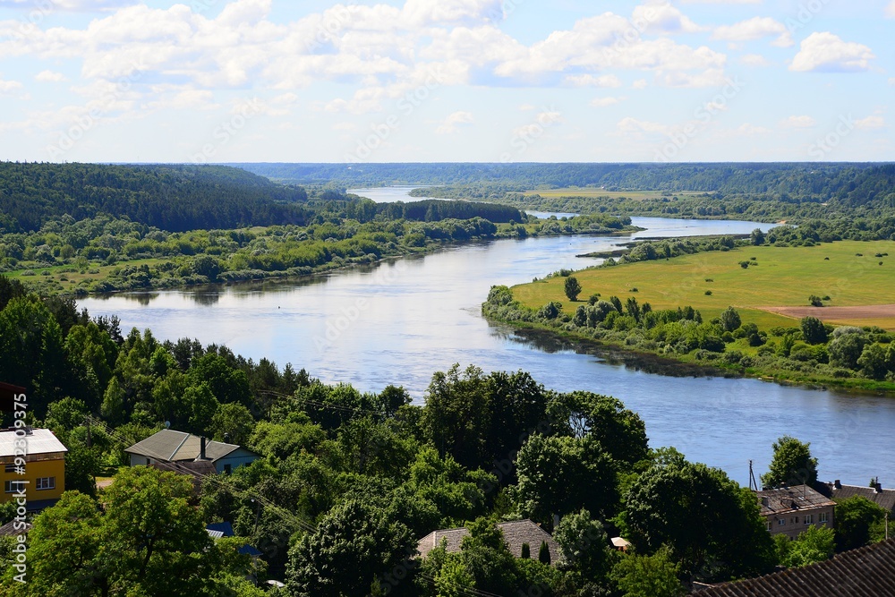 Nemunas river curve view from Vilkija church