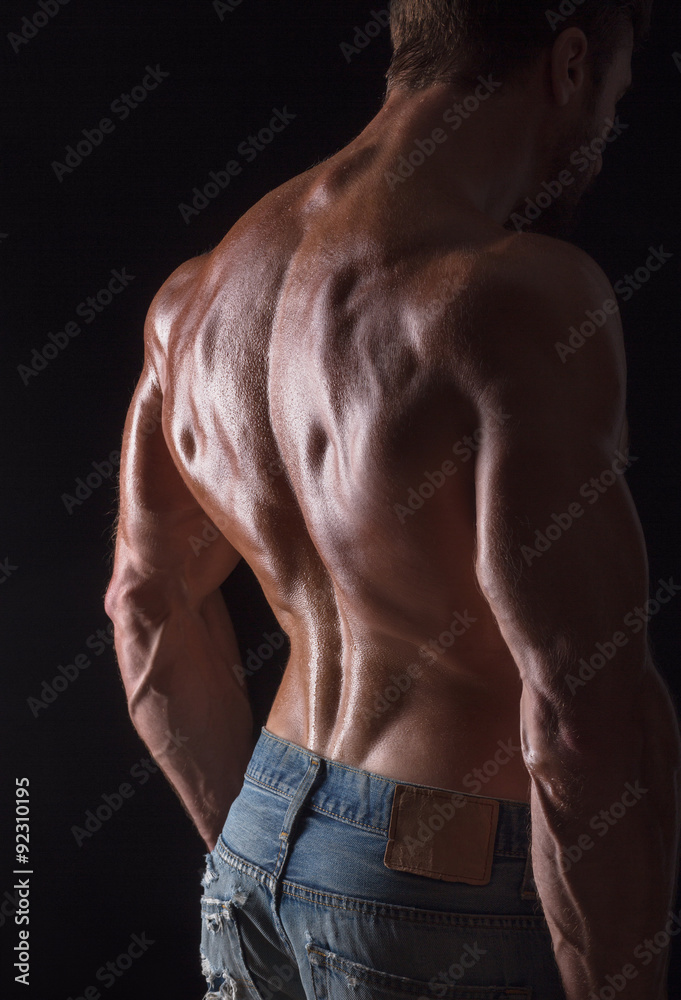 Back of bodybuilder man