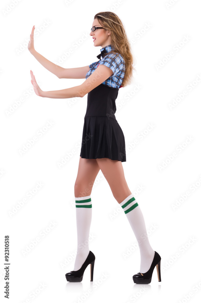 Schoolgirl isolated on the white background Schoolgirl isolated on the white background