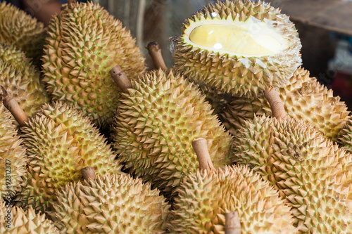 Group of durian in the market