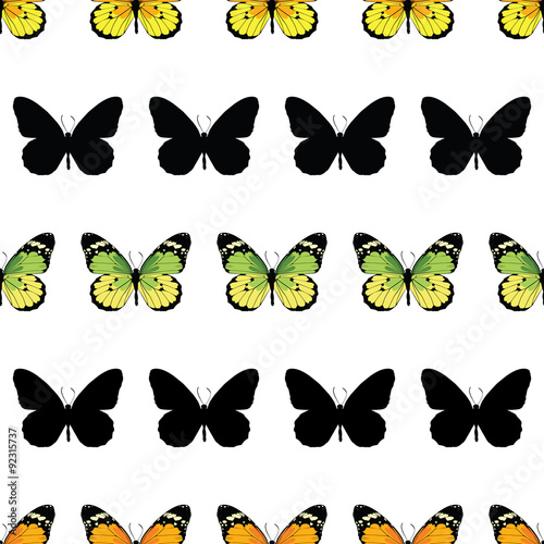 Vector Monarch Butterfly Stripes Seamless Pattern