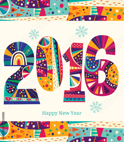 2016 New Year. Vector greeting card