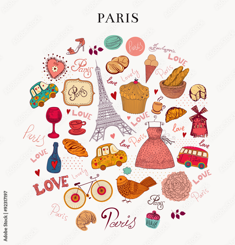Vector set of Paris symbols