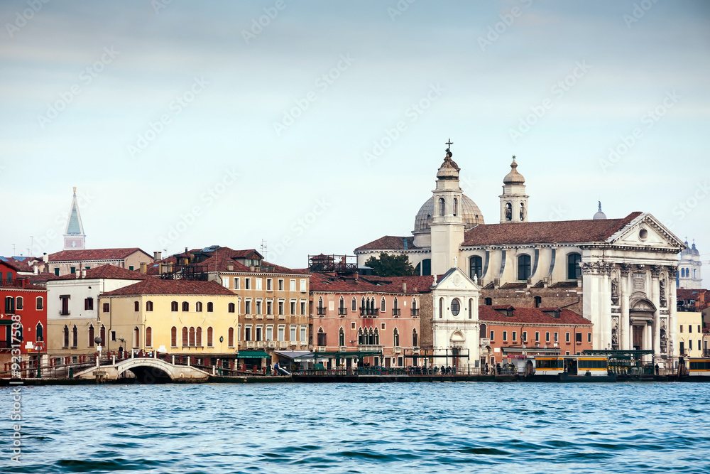 The Santa Maria church of del Rosario on the embankment of the island of Dzhudekka, Venice, Italy, Europe 