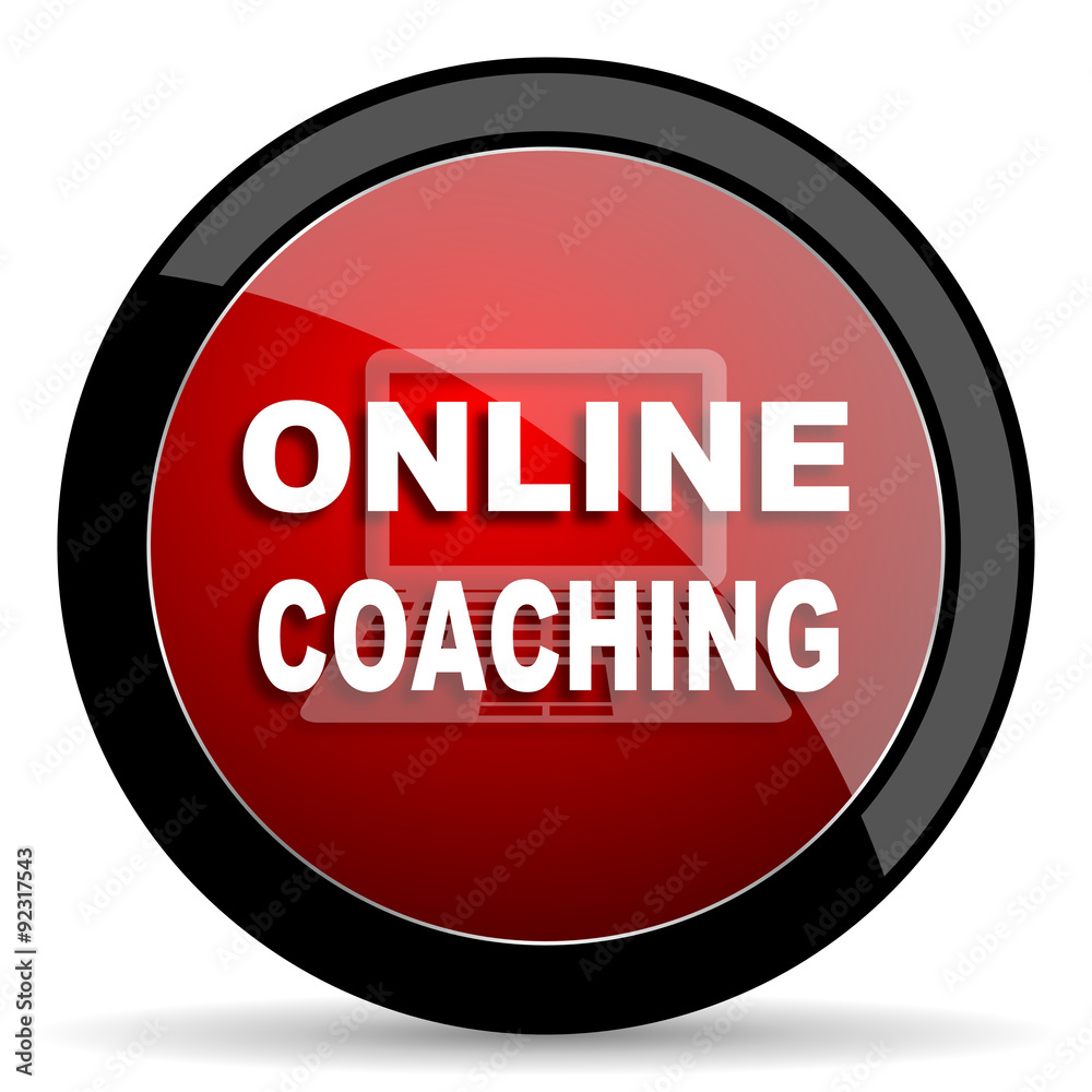 online coaching red circle glossy web icon on white background - set440 online coaching red circle glossy web icon on white background - set440
