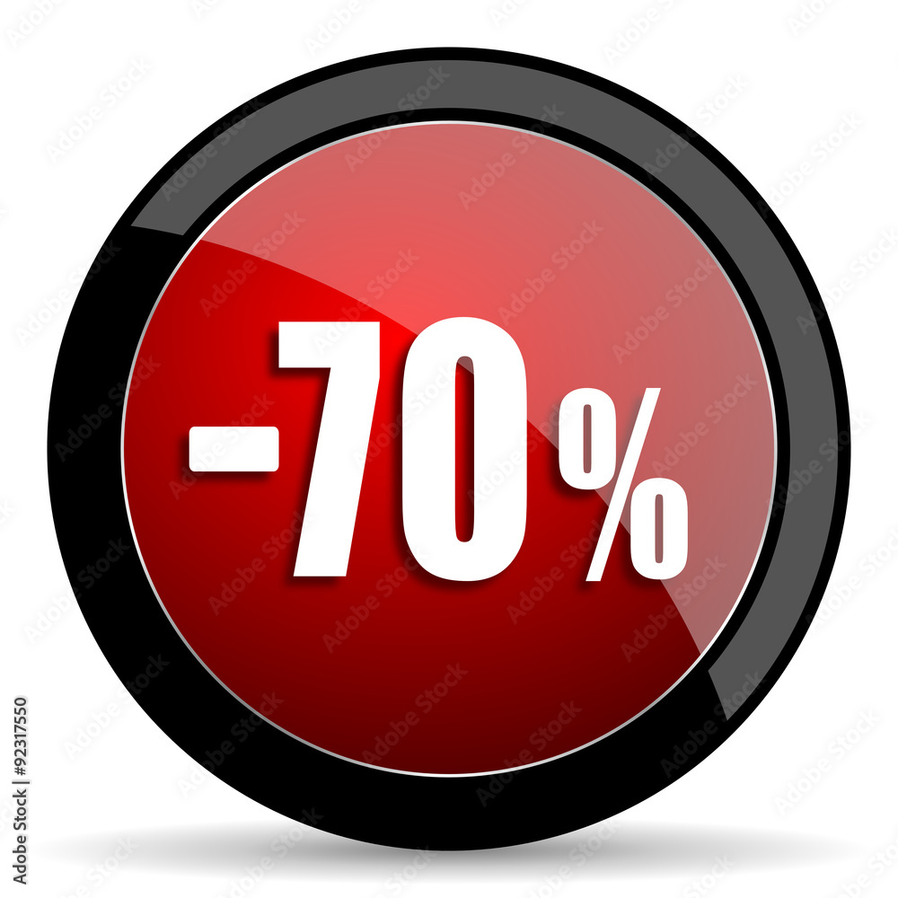 70 percent sale retail red circle glossy web icon on white background - set440 70 percent sale retail red circle glossy web icon on white background - set440