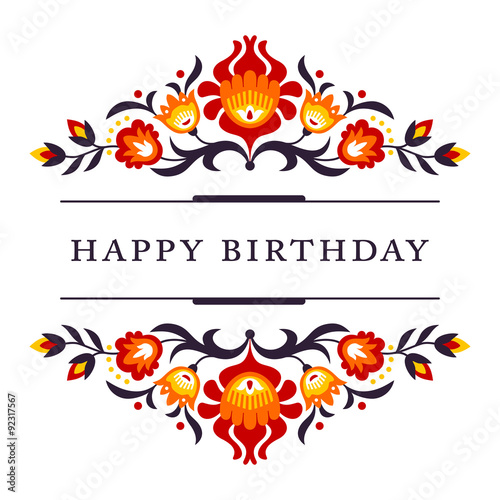 Happy Birthday folk card
